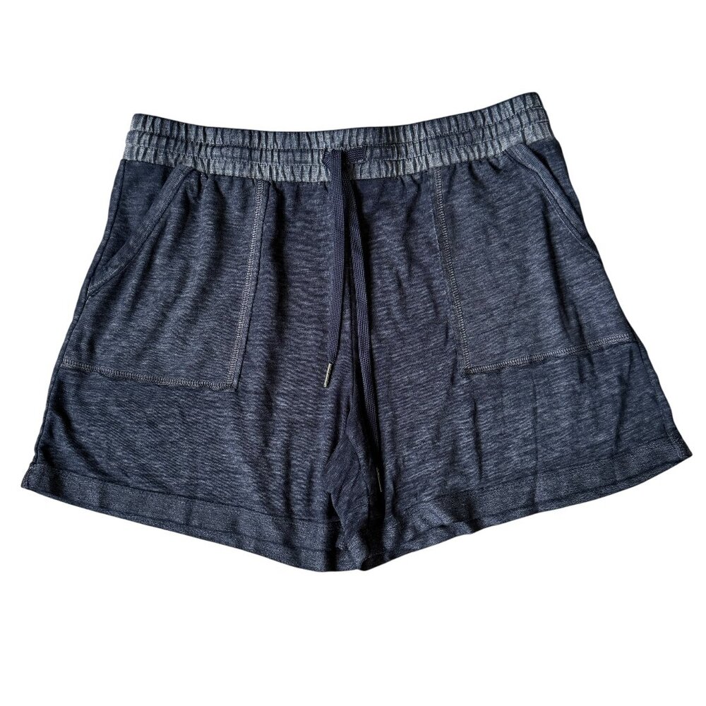 Active dark blue elastic drawstring stretchy shorts women's size medium